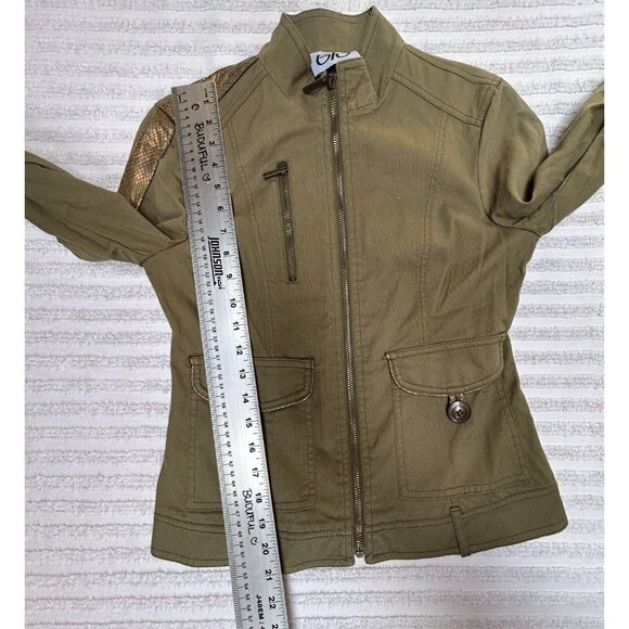 Byblos Blu Womens Sz 6 Green Zip Front Swinger Utility Jacket Zip Pocket Stretch - Picture 9 of 9